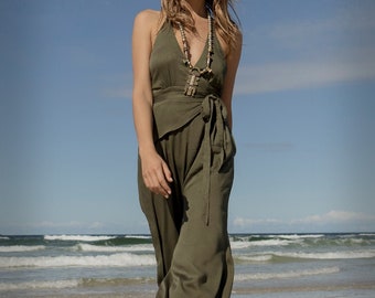 WOMEN stylish JUMPSUIT | Women Resort Wear Summer jumpsuit | Elegant chic | Vacation wear | Women Backless jumpsuit /Bamboo satin