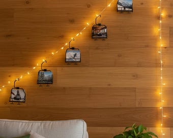 Adorno de mini silla de telesilla – Portafotos, decoración de montaña para el hogar, recuerdo de boda, comedero para pájaros, para espejo retrovisor, regalo para esquiadores/snowboarders