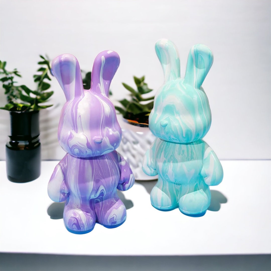 DIY Fluid Rabbit Painting Sculpture Handmade Vinyl Painting, Creative