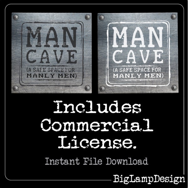 Man Cave PNG Image & SVG Vector Digital Download Vinyl Cut Files w/Commercial License. Perfect for making Vinyl Stickers/Decals on Cricut!