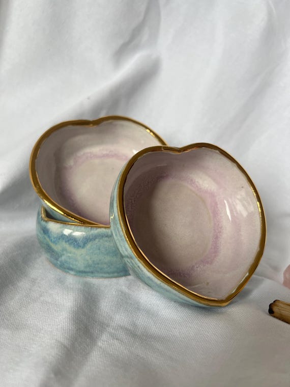 Handmade Heart Ceramic Trinket Dish – ritual Bowl for Sacred Space