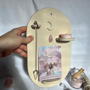 Soporte de péndulo de cerámica blanca para altar, soporte de cartas de tarot, arte espiritual, decoración de yoga, regalo espiritual, decoración espiritual