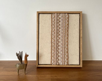 Framed Textile Art, Modern Embroidery, Floating Frame, Fiber Wall Hanging, Textile Wall Hanging, Minimalist, Native, Scandinavian, Abstract