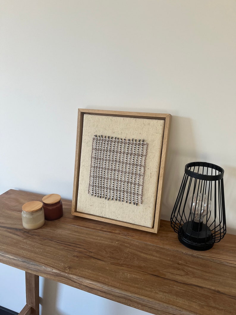 Framed Textile Art, Modern Embroidery, Floating Frame, Fiber Wall