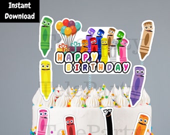 Color Crew Cake Topper, Color Crew Cake Topper imprimable, Color Crew Digital Party Supply, Articles de fête, Cupcake Topper, Fête d’anniversaire