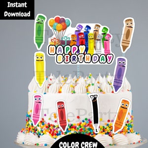 Topper de bolo Color Crew, Topper de bolo imprimível Color Crew, Fornecimento de festa digital Color Crew, Suprimentos de festa, Topper de cupcake, Festa de aniversário