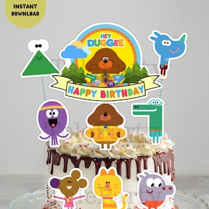 Hey Duggee ケーキトッパー、Hey Duggee 印刷可能なケーキトッパー、デジタルパーティー用品、パーティー用品、カップケーキトッパー、誕生日パーティー、Hey Duggee