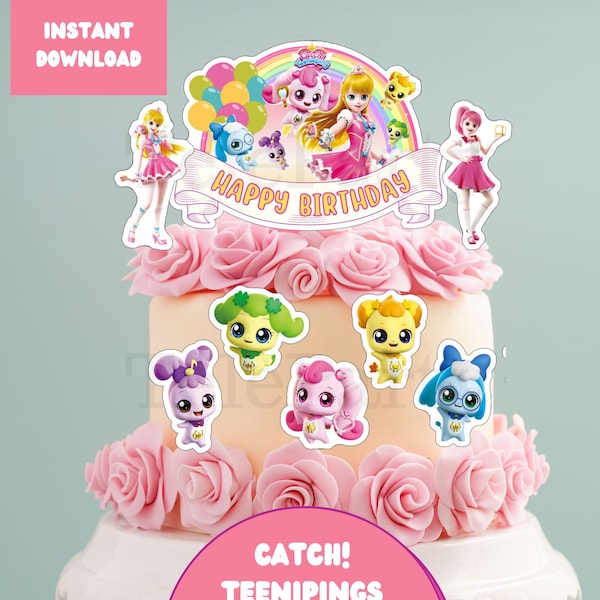 Catch! Teenieping Cake Topper, Catch Teenieping Printable Cake Topper, Digital Party Supply, Party Supplies, Cupcake Topper, Birthday Party