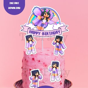 Aphmau Cake Topper, Aphmau Printable Cake Topper, Aphmau Digital Party Supply, Party Supplies, Cupcake Toppers, Kids Birthday Party