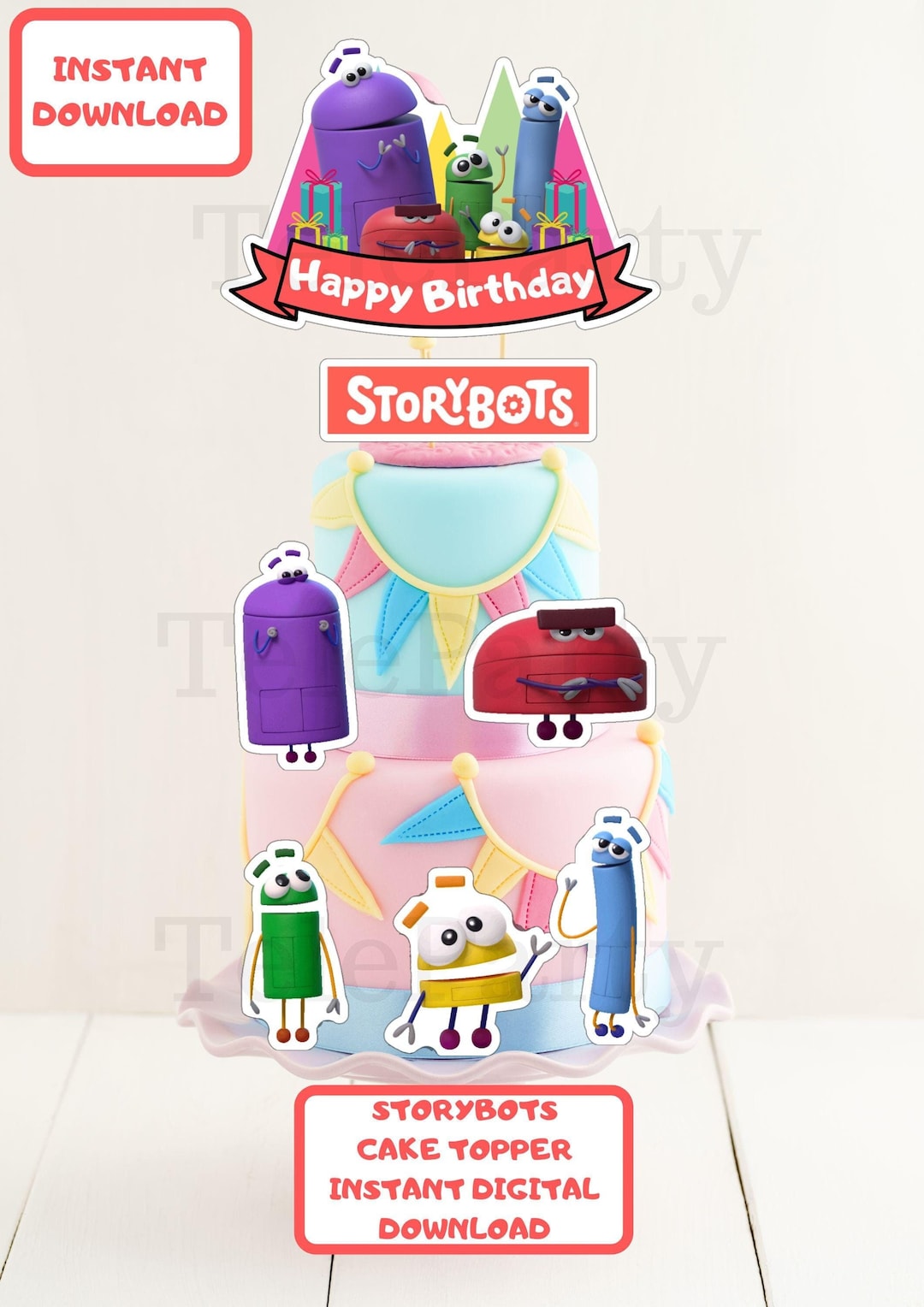 Storybots Birthday Cake Topper, Printable Party Decoration (digital ...