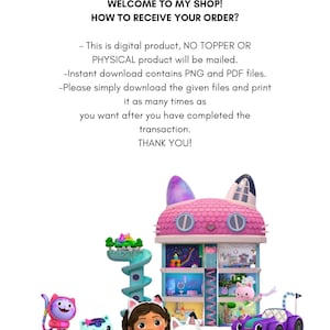 Gabby Dollhouse Cake Topper, Gabby Dollhouse Printable Cake Topper ...