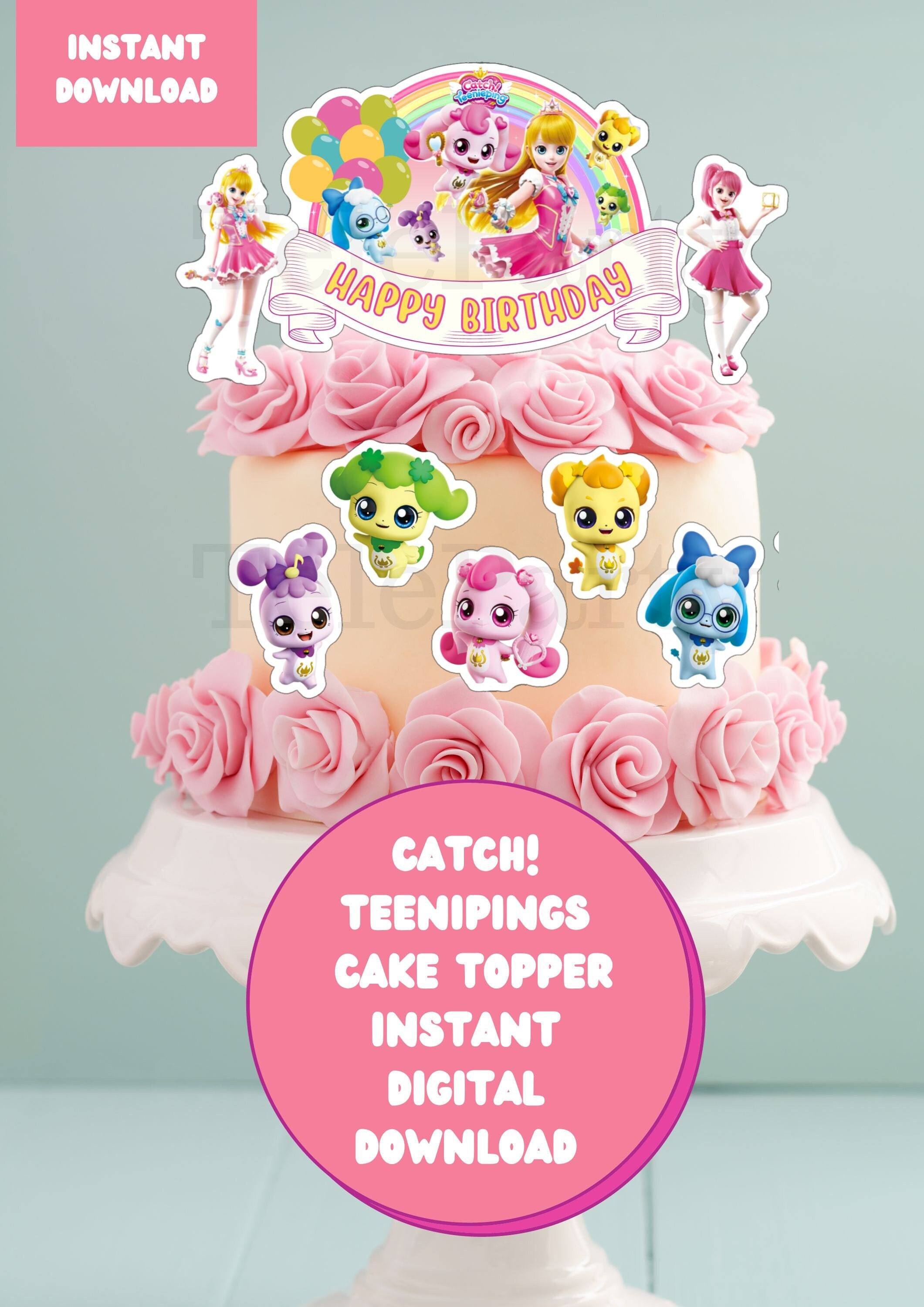 Attrapez ! Décoration de gâteau Teenieping, Décoration de gâteau imprimable Teenieping, Articles de fête numériques, Articles de fête, Décoration pour cupcakes, Fête d'anniversaire