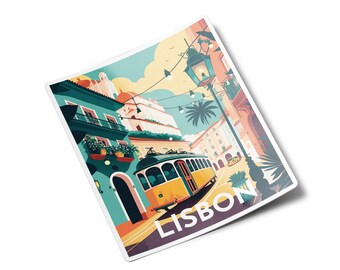 STICKERS PACK Stickers Lisbon Portugal vintage illustration design cut vinyl water and UV resistant Lisbon quality