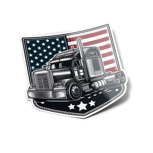 Pack AUTOCOLLANTS STICKERS Vinyle Camion Américain & Drapeau USA Style Patch Brodé, Résistant à l'Eau et aux Uv die cut Truck route 8cm
