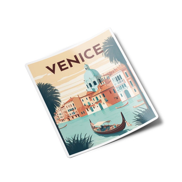 PACK AUTOCOLLANTS Stickers Venise Italie vintage illustration design découpé vinyle resistant eau et uv qualité venice italy