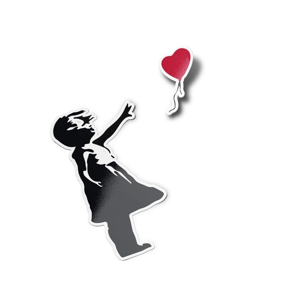 Pack STICKERS STICKERS Banksy graffiti street art little girl child balloon flies away love freedom (9x7cm) water & UV resistant vinyl