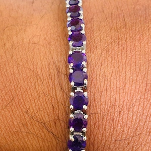 Sterling silver 5mm round cut amethyst tennis bracelet | Anniversary  bracelet for women | Amethyst tennis bracelet | delicate bracelet |