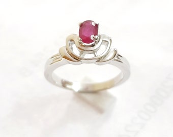 Handmade Sterling Silver Ruby Ring, July Birthstone, Boho Hippie Style