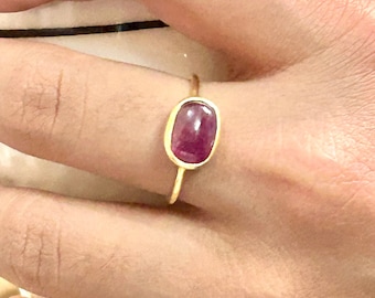 Natural Ruby Gemstone 18K Gold Silver Ring, Handmade Ruby Sterling Silver Ring, Anniversary Ring, July Birthstone, Gift For her, Ruby Ring