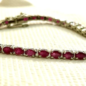 Natural ruby handmade bracelet, Ruby Silver bracelet,Gift for her, July Birthstone Bracelet,ruby Tennis bracelet,Women bracelet for her,Gift