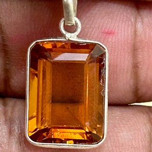 Yellow gemstone citrine sterling silver Handmade  pendant, Gift for her,Wedding Anniversary Gifts,Delicate Pendant,Birthstone Pendant