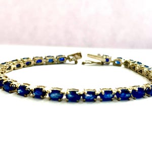 Natural Blue sapphire Tennis Bracelet, Sapphire Gemstone 925 Solid Silver Handmade Bracelet,September birthstone,Gift For her, Unique gifts