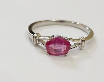 Handgjord rubinring, sterlingsilver, bohemiska smycken