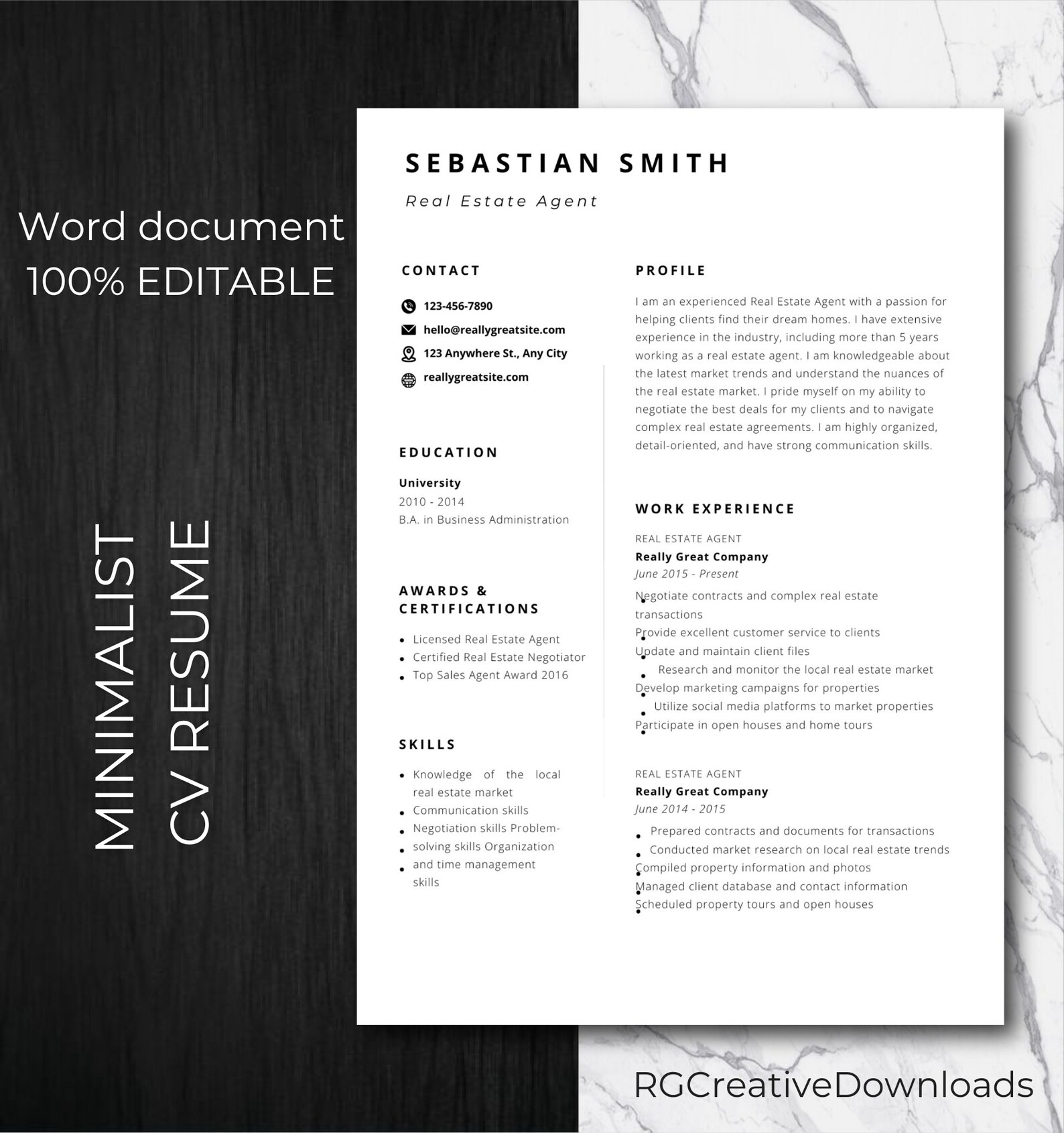 CV Template Resume Word, Changeable CV, Word CV, Minimalist, Aesthetic ...