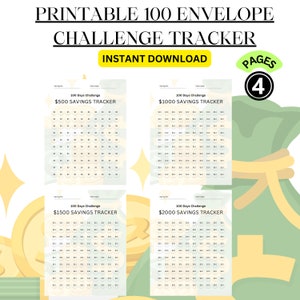 100 Envelope Challenge Tracker EDITABLE Envelope Challenge - Etsy