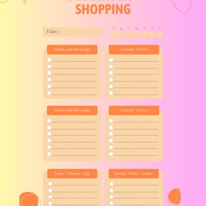 Weekly Meal Planner Landscape Printable, Grocery List Printable, Meal ...