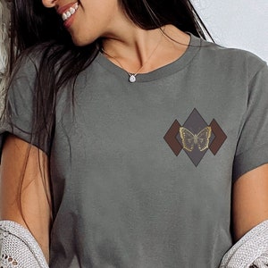 Butterfly Shirt, Pocket Butterfly Shirt, Diamond Shirt, Butterfly Shirt Gift, Birthday Gift, Butterfly Wings, Butterfly Print