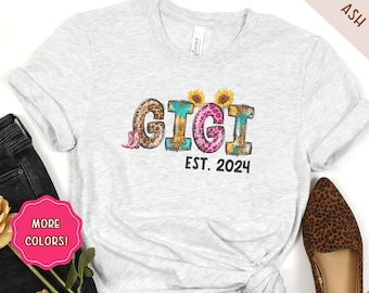 Customizable Grandma Shirt, Gigi established shirt, Gigi Shirts, Grandma Shirt, Cute Mimi Shirt, Western Cheetah Gigi Shirt, Best Mimi Shirt