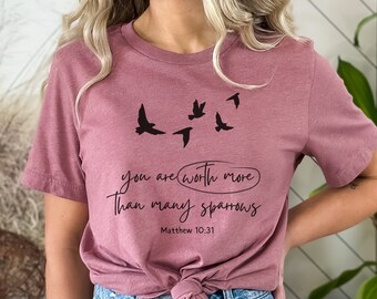 Bible Verse Shirt, Christian Shirt Gifts, Faith Can Move Mountains Shirt, Religious Shirts, Gifts for Mom, Gifts for Dad, Faith Over Fear