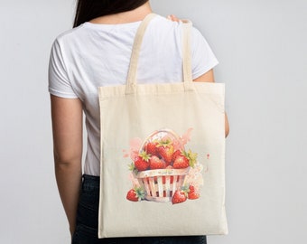 Recycled Plastic Small Tote Bag - Strawberry