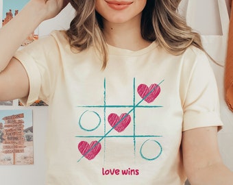 Love Wins Shirt, Gifts For Her, Tic Tac Toe Gift, Gift For Girlfriend, Gift For Boyfriend, Anniversary Gift Shirt, Wife Gift, Husband Gift