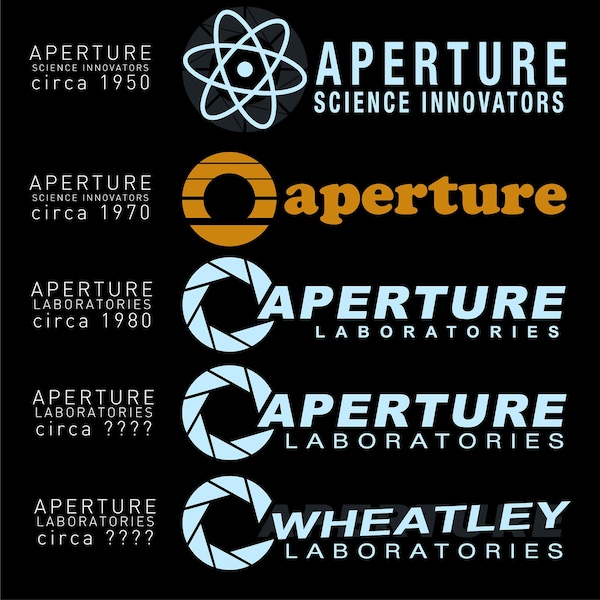 Aperture Science, Aperture Laboratories, Wheatley Laboratories logos - Vector Image - Instant Download