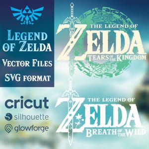 Lot La Légende de Zelda SVG | Larmes du royaume et souffle de la nature | Plus de 30 fichiers vectoriels dessinés à la main pour Cricut, Silhouette, Glowforge
