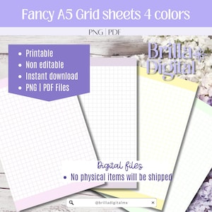 A5 Fancy Grid Sheets / A5 pastel grid sheets