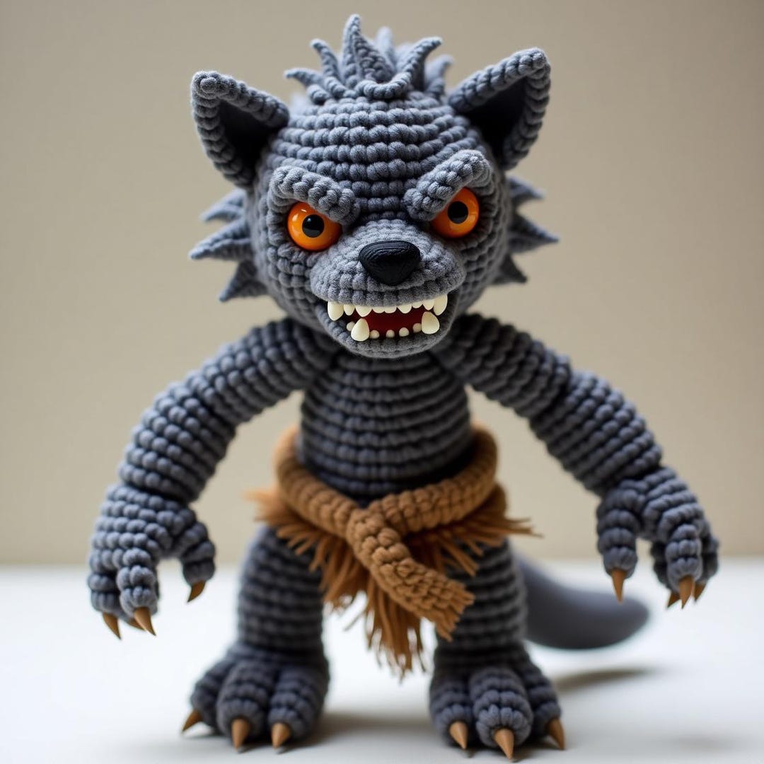 Crochet Werewolf Plush | Handmade Amigurumi Monster | Halloween Stuffed ...