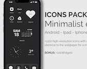 Pack Icônes iOS Dark Minimaliste – 1300+ Icônes Fines & Classiques + Widgets + Fonds d’Écran – iPhone et Android – Thème Sombre Esthétique