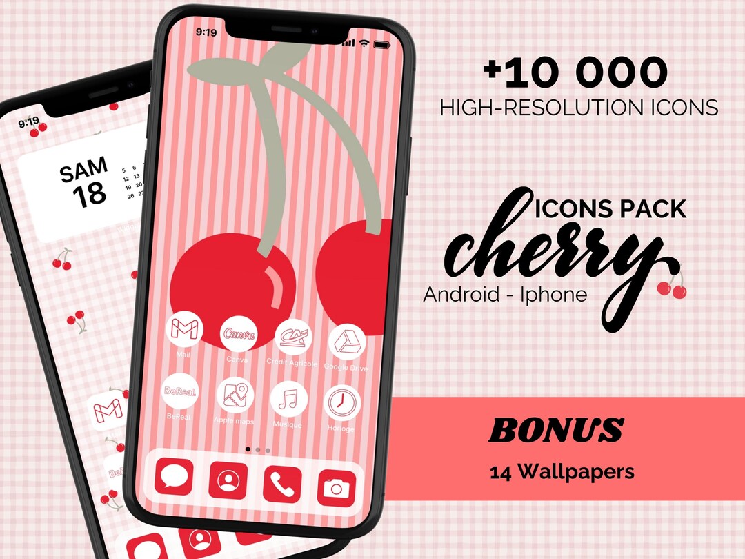 Cherry App Icons Pack – 10,000 Icons Ios & Android | Aesthetic Phone ...