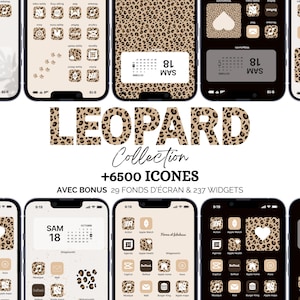 Paket mit 6500 Leopard-Icons für iOS oder Android | iOS- und Android-Icons | iOS-App-Icons | iPhone-Personalisierung | Geschenk für Teenager und Frauen