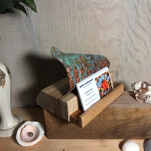 Porte-cartes de visite « Le PDG » « Standing Wave » Porte-cartes de visite de bureau (artisanat de surf en bois et fil de fer fait main) Cadeau pour la fête des pères