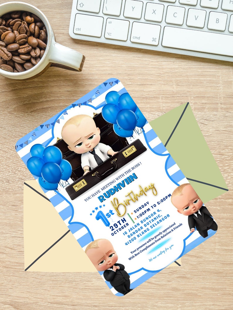 1st Year Birthday Invitation Digital Template Canva Editable and 1st Year Birthday Invitation Digital Template Canva Editable and