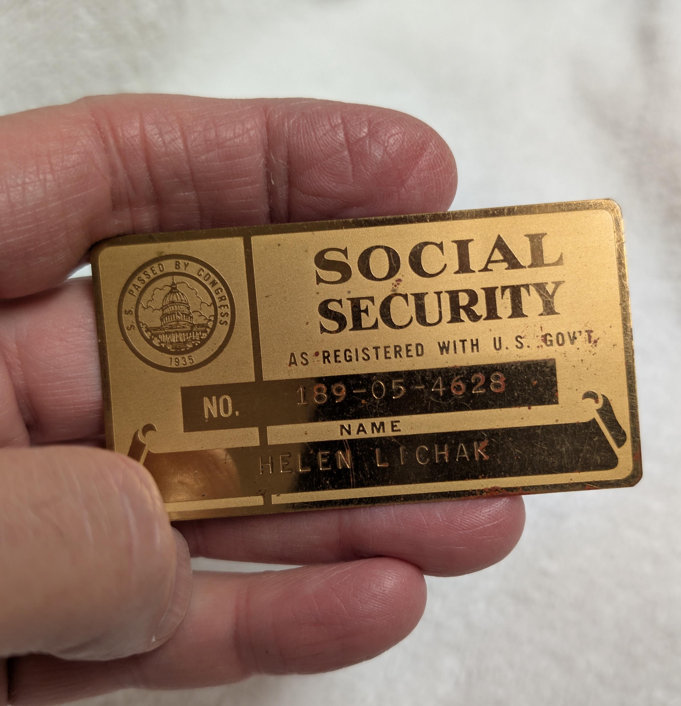 Vintage Original Social Security METAL Gold Card USA 1930s 1940s - Etsy