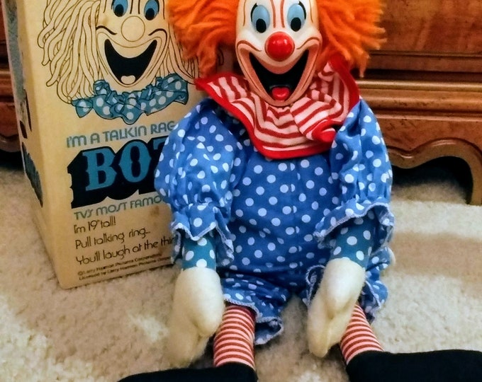 Mattel Toys BOZO the Clown Pull String Doll 1974 in Original Box Sears Mail Order Larry Harmon