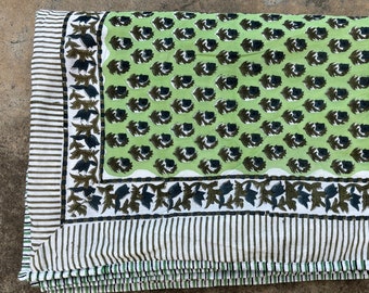 Hand Block Print Cotton Dohar: Reversible Indian Quilt