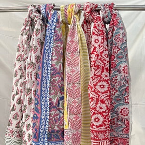Floral Print Cotton Sarong: Lightweight Beach Cover-Up, Hand Block Print
