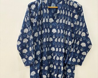 New Indigo Print Dress Women Party Wear Cloth, Indigo Hand Block Printed Dress| Block print dress| Summer Dress| Handmade| Cotton Dress