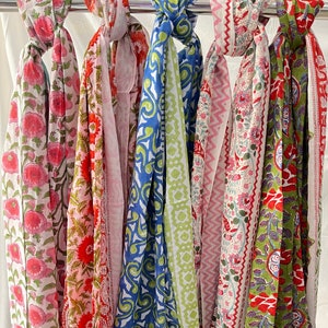 Indian Hand Block Print Cotton Sarong: Floral Beach Scarf